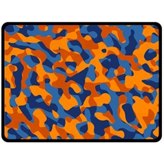 Blue And Orange Camouflage Pattern Fleece Blanket (large)  by SpinnyChairDesigns