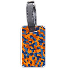 Blue And Orange Camouflage Pattern Luggage Tag (one Side) by SpinnyChairDesigns