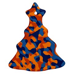 Blue And Orange Camouflage Pattern Christmas Tree Ornament (two Sides) by SpinnyChairDesigns