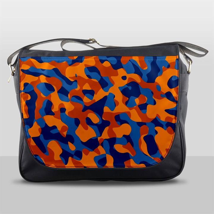 Blue and Orange Camouflage Pattern Messenger Bag