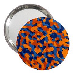 Blue And Orange Camouflage Pattern 3  Handbag Mirrors by SpinnyChairDesigns