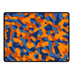 Blue And Orange Camouflage Pattern Double Sided Fleece Blanket (small)  by SpinnyChairDesigns