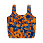 Blue and Orange Camouflage Pattern Full Print Recycle Bag (M) Front