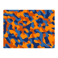 Blue And Orange Camouflage Pattern Double Sided Flano Blanket (mini)  by SpinnyChairDesigns