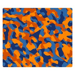 Blue And Orange Camouflage Pattern Double Sided Flano Blanket (small)  by SpinnyChairDesigns