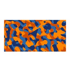 Blue And Orange Camouflage Pattern Satin Wrap by SpinnyChairDesigns