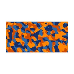 Blue And Orange Camouflage Pattern Yoga Headband by SpinnyChairDesigns