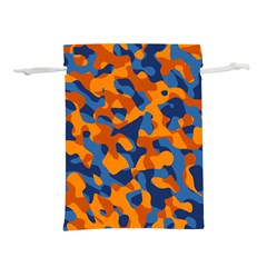 Blue And Orange Camouflage Pattern Lightweight Drawstring Pouch (m) by SpinnyChairDesigns