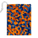 Blue and Orange Camouflage Pattern Drawstring Pouch (5XL) Back