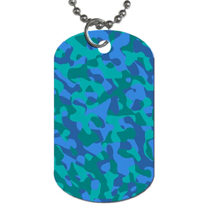 Blue Turquoise Teal Camouflage Pattern Dog Tag (One Side)