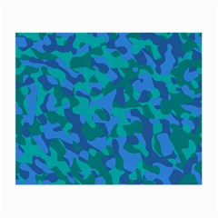 Blue Turquoise Teal Camouflage Pattern Small Glasses Cloth by SpinnyChairDesigns