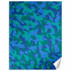 Blue Turquoise Teal Camouflage Pattern Canvas 12  X 16  by SpinnyChairDesigns