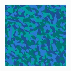 Blue Turquoise Teal Camouflage Pattern Medium Glasses Cloth (2 Sides) by SpinnyChairDesigns