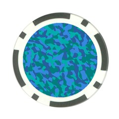 Blue Turquoise Teal Camouflage Pattern Poker Chip Card Guard by SpinnyChairDesigns