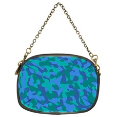 Blue Turquoise Teal Camouflage Pattern Chain Purse (one Side) by SpinnyChairDesigns