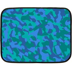 Blue Turquoise Teal Camouflage Pattern Fleece Blanket (mini) by SpinnyChairDesigns