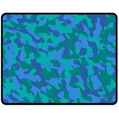 Blue Turquoise Teal Camouflage Pattern Fleece Blanket (medium)  by SpinnyChairDesigns