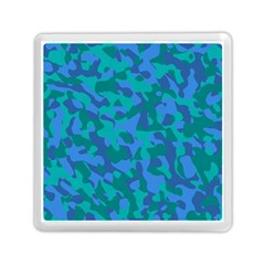 Blue Turquoise Teal Camouflage Pattern Memory Card Reader (square) by SpinnyChairDesigns