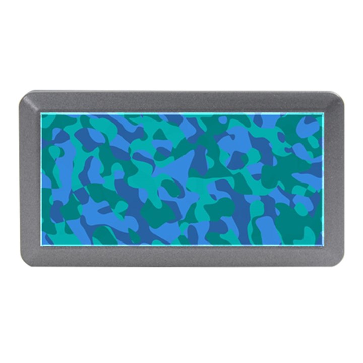 Blue Turquoise Teal Camouflage Pattern Memory Card Reader (Mini)