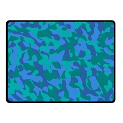 Blue Turquoise Teal Camouflage Pattern Double Sided Fleece Blanket (small)  by SpinnyChairDesigns