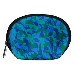 Blue Turquoise Teal Camouflage Pattern Accessory Pouch (medium) by SpinnyChairDesigns