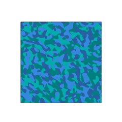 Blue Turquoise Teal Camouflage Pattern Satin Bandana Scarf by SpinnyChairDesigns