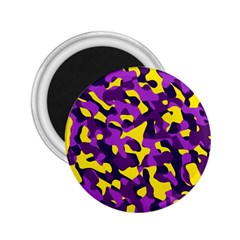 Purple And Yellow Camouflage Pattern 2 25  Magnets by SpinnyChairDesigns