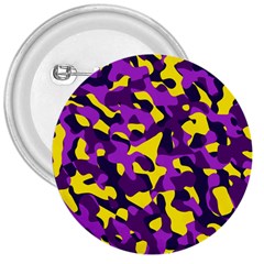 Purple And Yellow Camouflage Pattern 3  Buttons by SpinnyChairDesigns