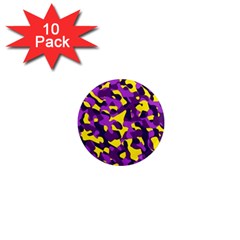 Purple And Yellow Camouflage Pattern 1  Mini Magnet (10 Pack)  by SpinnyChairDesigns