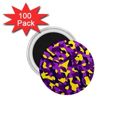 Purple And Yellow Camouflage Pattern 1 75  Magnets (100 Pack)  by SpinnyChairDesigns