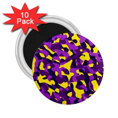 Purple And Yellow Camouflage Pattern 2 25  Magnets (10 Pack)  by SpinnyChairDesigns