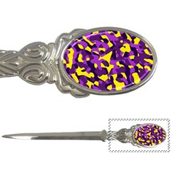 Purple And Yellow Camouflage Pattern Letter Opener by SpinnyChairDesigns