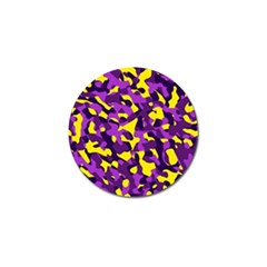 Purple And Yellow Camouflage Pattern Golf Ball Marker by SpinnyChairDesigns