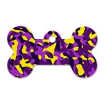 Purple and Yellow Camouflage Pattern Dog Tag Bone (Two Sides) Back