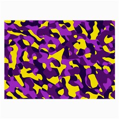 Purple And Yellow Camouflage Pattern Large Glasses Cloth by SpinnyChairDesigns