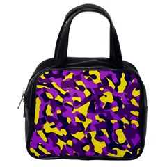 Purple And Yellow Camouflage Pattern Classic Handbag (one Side)