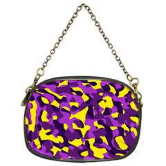 Purple And Yellow Camouflage Pattern Chain Purse (one Side) by SpinnyChairDesigns