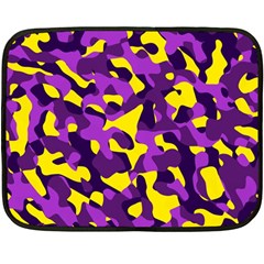 Purple And Yellow Camouflage Pattern Fleece Blanket (mini) by SpinnyChairDesigns