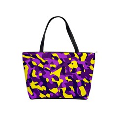 Purple And Yellow Camouflage Pattern Classic Shoulder Handbag by SpinnyChairDesigns