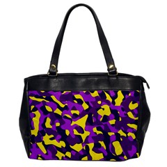 Purple And Yellow Camouflage Pattern Oversize Office Handbag by SpinnyChairDesigns