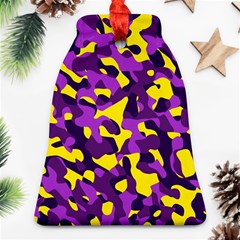 Purple And Yellow Camouflage Pattern Ornament (bell)