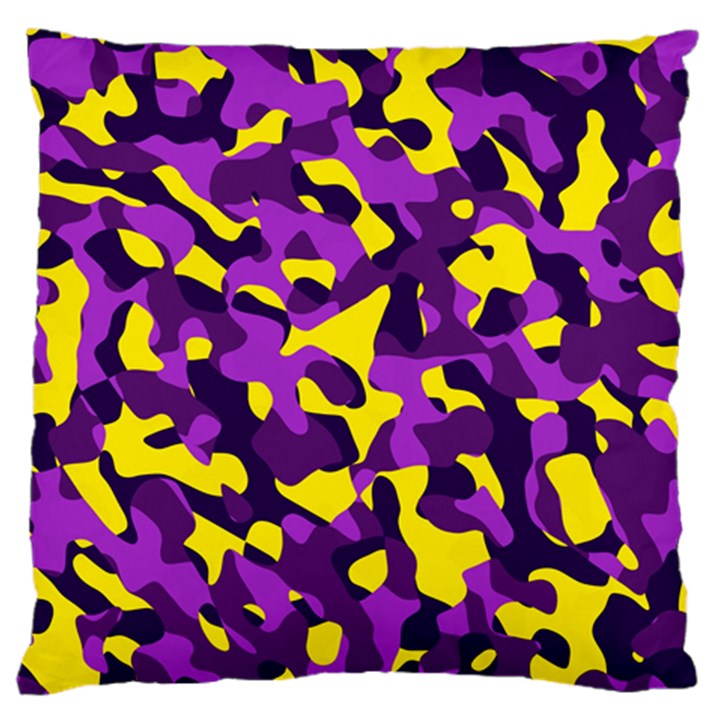 Purple and Yellow Camouflage Pattern Large Cushion Case (Two Sides)