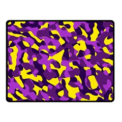 Purple And Yellow Camouflage Pattern Double Sided Fleece Blanket (small)  by SpinnyChairDesigns