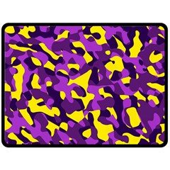 Purple And Yellow Camouflage Pattern Double Sided Fleece Blanket (large)  by SpinnyChairDesigns