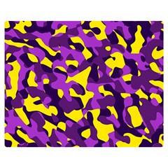 Purple And Yellow Camouflage Pattern Double Sided Flano Blanket (medium)  by SpinnyChairDesigns