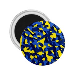 Blue And Yellow Camouflage Pattern 2 25  Magnets by SpinnyChairDesigns