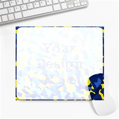 Blue And Yellow Camouflage Pattern Large Mousepads by SpinnyChairDesigns