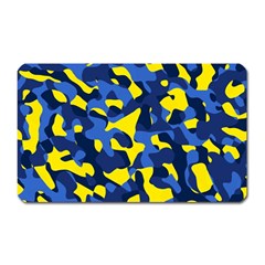 Blue And Yellow Camouflage Pattern Magnet (rectangular) by SpinnyChairDesigns