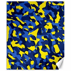 Blue And Yellow Camouflage Pattern Canvas 8  X 10  by SpinnyChairDesigns