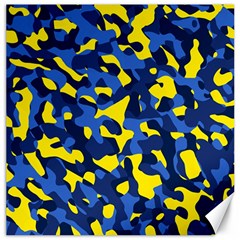 Blue And Yellow Camouflage Pattern Canvas 12  X 12  by SpinnyChairDesigns